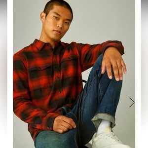 Lucky Brand, Red Plaid Workwear Cloud Soft Long Sleeve Flannel, XXL, NWT